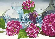 Канва/ткань с рисунком М.П.Студия Г-039 "Бокалы в розовых цветах"